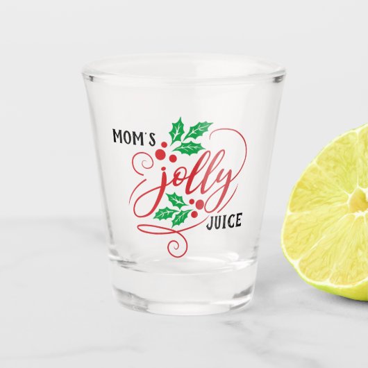 Mam's Jolly Juice Kerstmis Drink Humor Shot Glas (Voorkant)