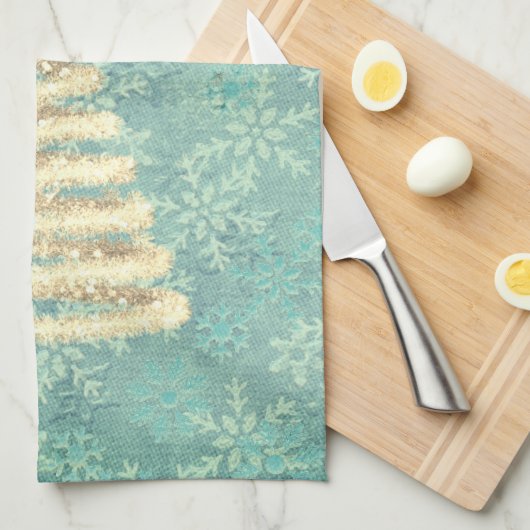 Mam's kerstcadeautje Festive Snowflakes Theedoek (Quarter Fold)