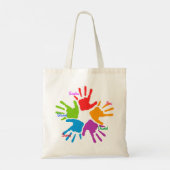 Mam's Kleine Helpers Kleurrijke handschilderkunst Tote Bag (Achterkant)