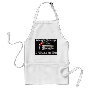 Mam's koken is Muziek naar mijn Nose Apron, White Standaard Schort