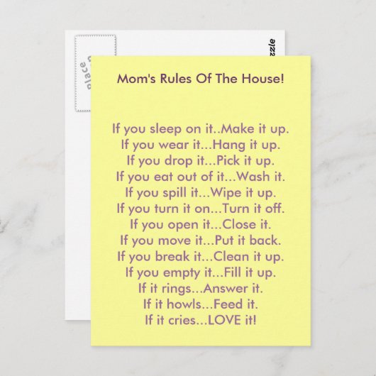 Mam's reglement briefkaart (Voorkant / Achterkant)