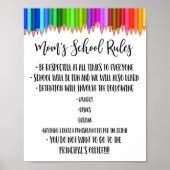 Mam's schoolregels, Homeschool regels, grappige re Poster (Voorkant)