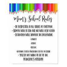 Mam's schoolregels, Homeschool regels, grappige re