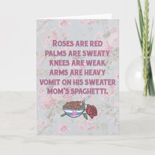 Mam's Spaghetti - grappige gedicht Valentijnsdag k Feestdagen Kaart (Voorkant)