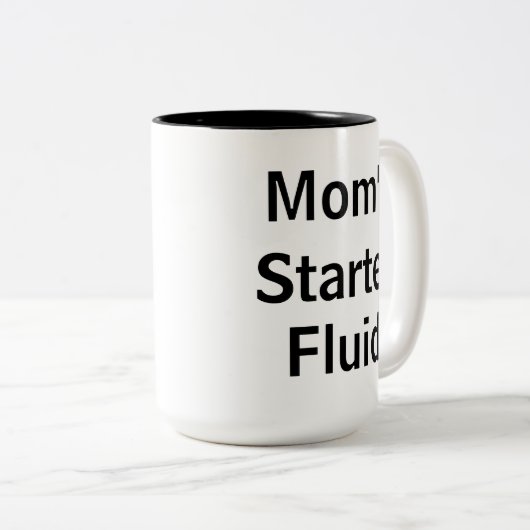 Mam's Starter Fluid Funny Morning Moederdag Tweekleurige Koffiemok (Voorkant rechts)