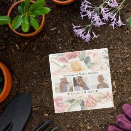 Mam's tuinsteen | Floral Drie Foto-collage Stenen Onderzetter