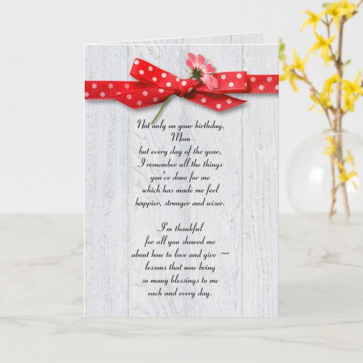 Mam's verjaardagsdagsdagsdagsmaaltijd op lint en h kaart (Gele Bloem)