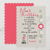 Mam's verjaardagsuitnodiging kaart (Voorkant / Achterkant)