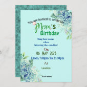 Mam's verjaardagsuitnodiging kaart (Voorkant / Achterkant)