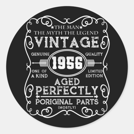  Man 1956: Myth Legend 65th Birthday Ronde Sticker (Voorkant)