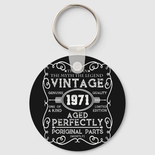 Man 1971: Myth Legend 50th Birthday Sleutelhanger (Voorkant)