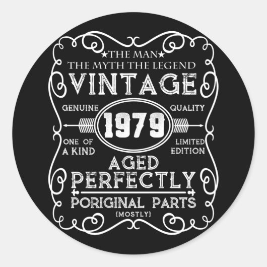 Man 1979: Myth Legend 42th Birthday Ronde Sticker (Voorkant)