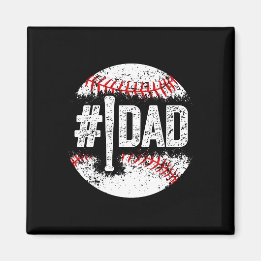 Man 1 Papa Honkbal Nummer Een Daddy Zoon Honkbal Magneet (Voorkant)