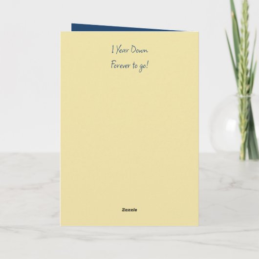 Man 1e Jubileum blauw goud schattige vogeltjes Kaart (Achterkant)