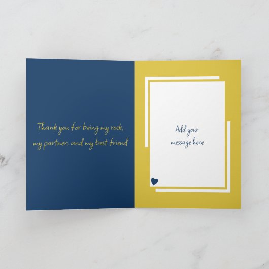 Man 1e Jubileum blauw goud schattige vogeltjes Kaart (Binnen)