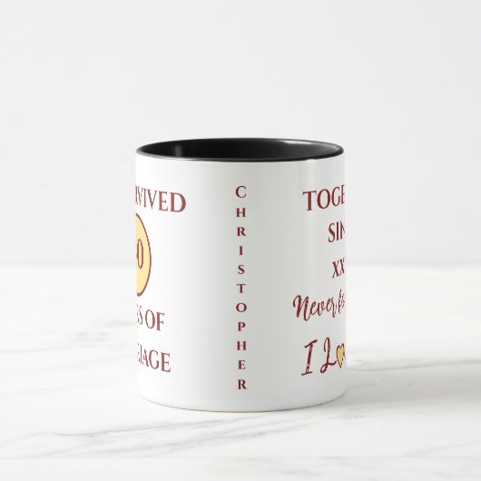 Man 40 jaar huwelijk est jaar geel rood mok (Midden)