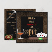 MAN 40e geboortecigars, Poker BRANDY-INVITATIES Kaart (Voorkant / Achterkant)