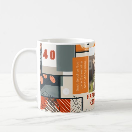 Man 40e Verjaardag Man Moderne Kleuren Foto Mok 00 (Links)