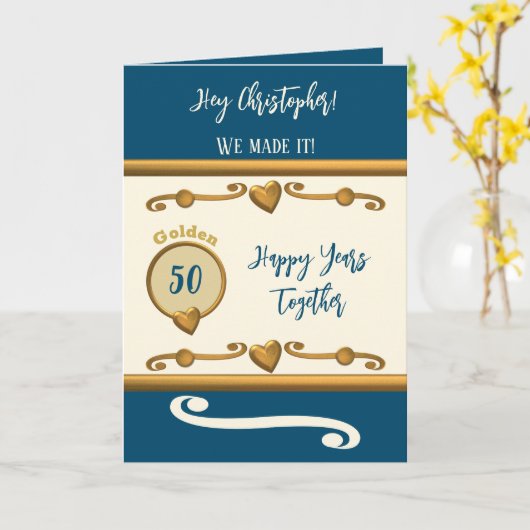 Man 50ste verjaardag we maakten het blauw kaart (Gele Bloem)