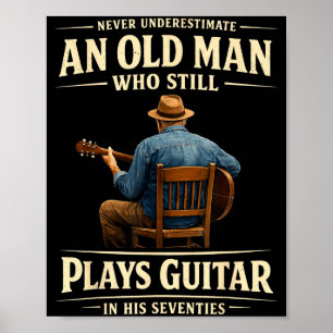 Man 70ste verjaardag akoestische gitaarspeler vint poster