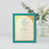 Man 80e verjaardag Faux Gold Blauwgroen begrotings (Staand voorkant)