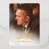 Man 80e verjaardag foto Elegant Folie Uitnodiging (Voorkant)