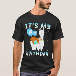 Man 90 Jaar Oud 90ste Verjaardag Lama Luiaard T-shirt