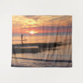 Man aan de waterraad op zonsondergang bij Kaapskui Wandkleed (Voorkant (horizontaal))