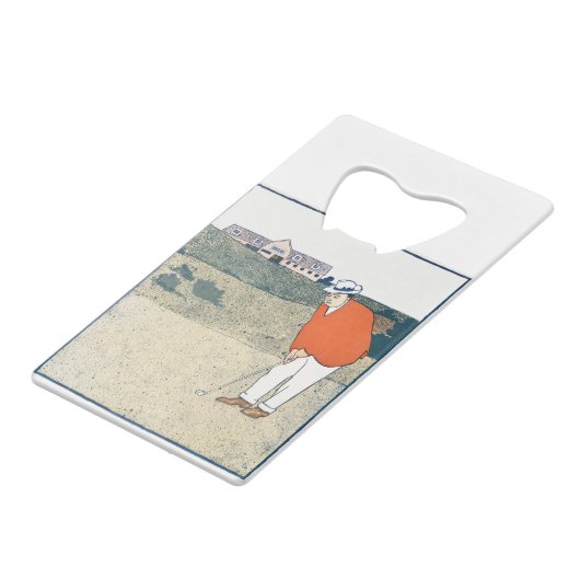 Man aan het golfen door Edward Penfield. Creditkaart Flessenopener (Achterkant Gekanteld)
