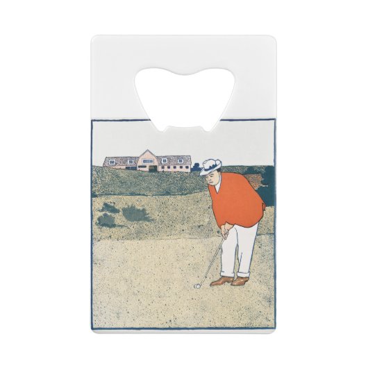 Man aan het golfen door Edward Penfield. Creditkaart Flessenopener (Achterkant)