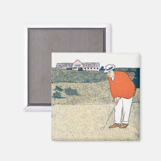Man aan het golfen door Edward Penfield. Magneet (Voorkant / Achterkant)
