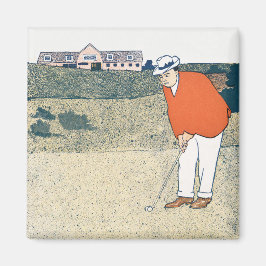 Man aan het golfen door Edward Penfield. Magneet