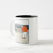 Man aan het golfen door Edward Penfield. Tweekleurige Koffiemok (Voorkant links)