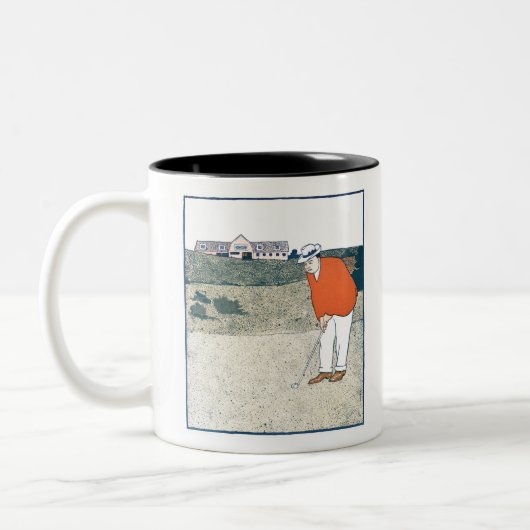 Man aan het golfen door Edward Penfield. Tweekleurige Koffiemok (Links)