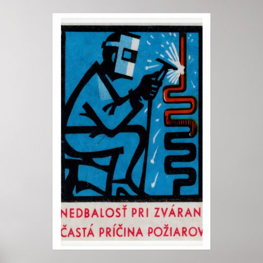 Man aan het lassen - Matchbox Print - Tsjechische  (Voorkant)