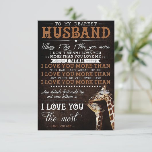 Man aan mijn dierbare man bedankkaart (Staand voorkant)