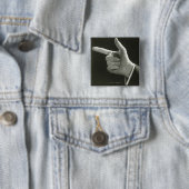 Man aanwijzen vierkante button 5,1 cm (In situ)