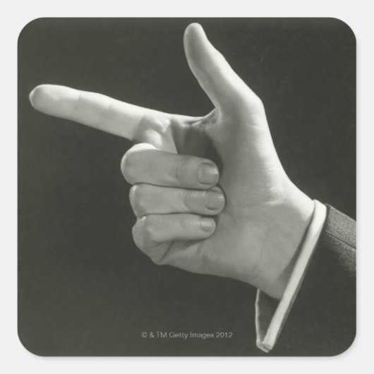 Man aanwijzen vierkante sticker (Voorkant)