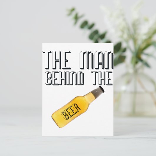 Man achter de bier briefkaart (Staand voorkant)