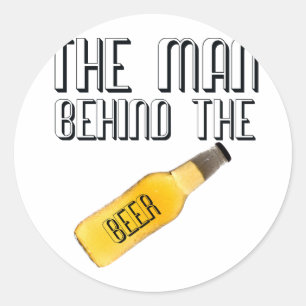 Man achter de bier ronde sticker