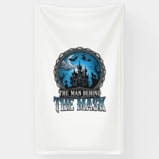 Man Achter Masker Halloween Spokenhuis Heks_1 Spandoek