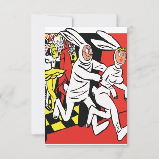 Man achtervolgen van een vrouw, gemaskerde bal, ko save the date (Voorkant)