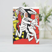 Man achtervolgen van een vrouw, gemaskerde bal, ko save the date (Staand voorkant)