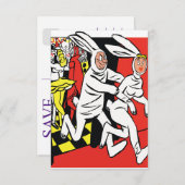 Man achtervolgen van een vrouw, gemaskerde bal, ko save the date (Voorkant / Achterkant)