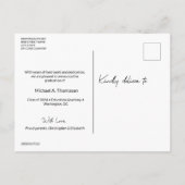 Man Afstuderen Script Toen en Nu Afstudeerder Foto Aankondigingskaart (Achterkant)