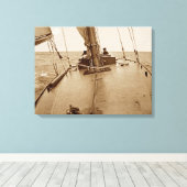 Man Alleen Circa 1910 Zeilboot Sepia Canvas Afdruk (Insitu (Houten vloer))