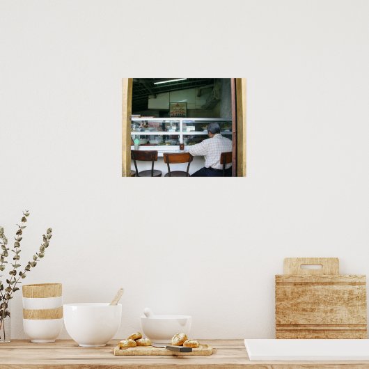 Man alleen eten poster (Keuken)