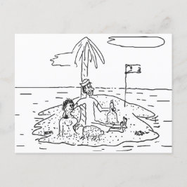 Man alleen op het eiland, Grappig, , Briefkaart