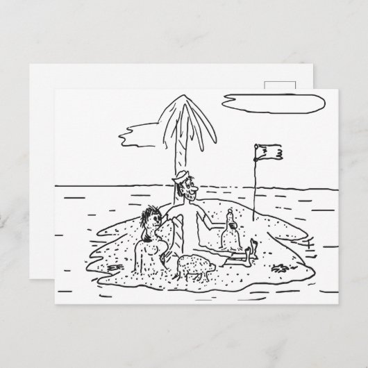 Man alleen op het eiland, Grappig, , Briefkaart (Voorkant / Achterkant)
