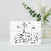 Man alleen op het eiland, Grappig, Oud, Briefkaart (Staand voorkant)
